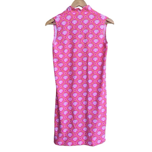 Sailor Sailor Pink Orange Seashell Sleeveless V Neck Shift Dress Stretch…NEW - Picture 3 of 8